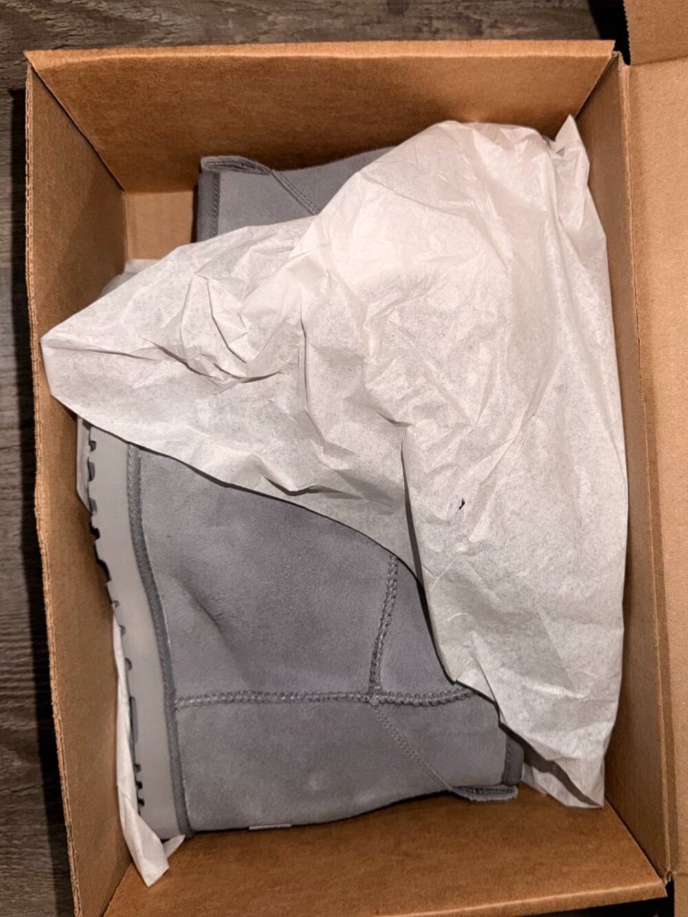 UGG Classic Femme Mini Geyser Boots Geyser Gray Womens 8 M New $169 MSRP